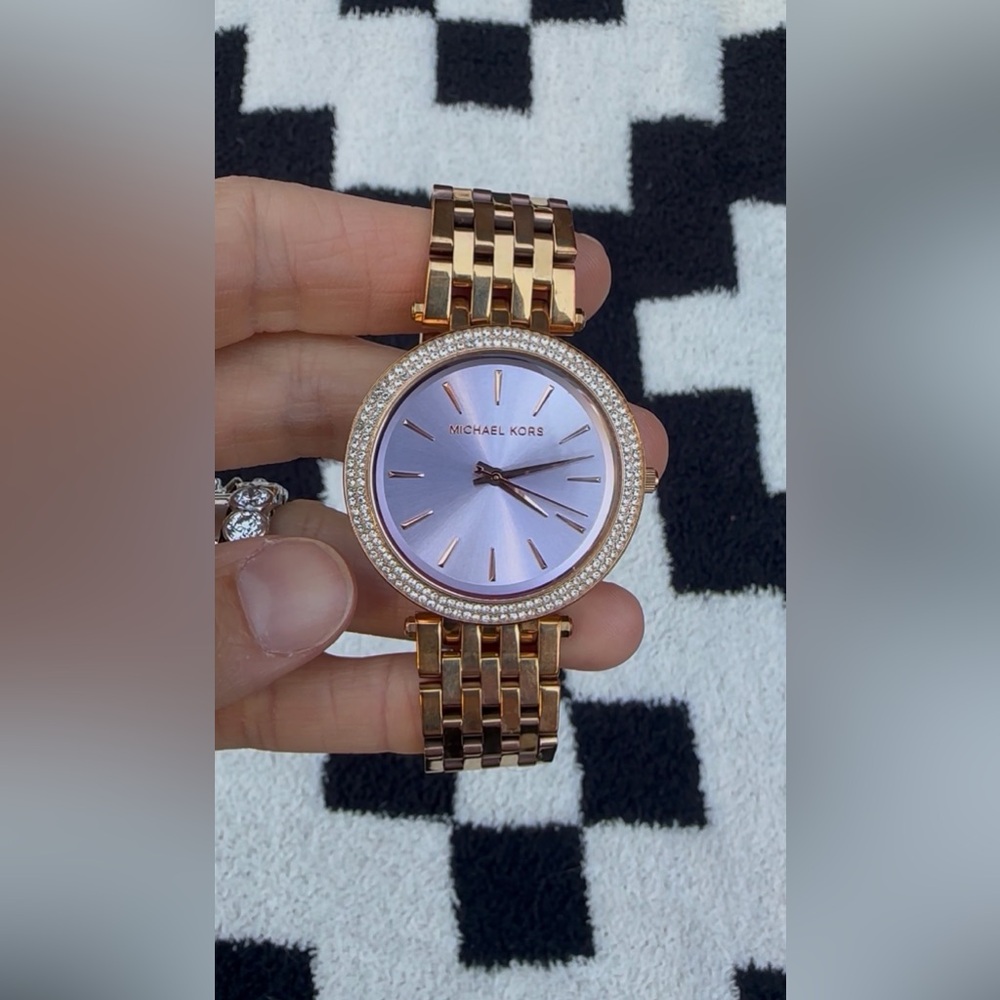 Michael Kors Rose Gold Watch with Lavender Sunray Dial
